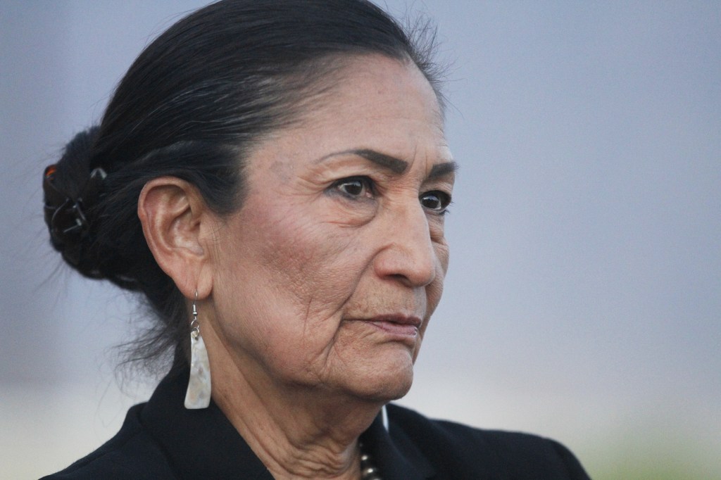 Former U.S. Interior Secretary Deb Haaland, a Democratic candidate for governor of New Mexico, appears outdoors after a candidate forum in Rio Rancho, N.M., on April 28, 2026, ahead of a June 2 primary election. (AP Photo/Morgan Lee) New Mexico voters