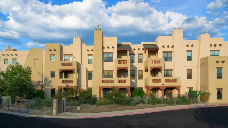 An adobe spot one might rent in New Mexico