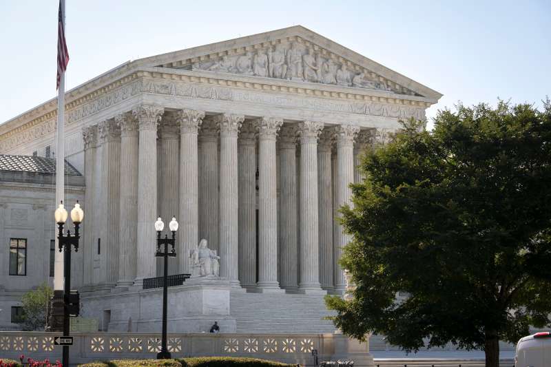 The Supreme Court is seen on the morning after the conservative majority sided with the Trump administration in a case over President Donald Trump's executive order restricting mail-in voting, on Capitol Hill in Washington, Tuesday, Aug. 25, 2026. (AP Photo/J. Scott Applewhite)